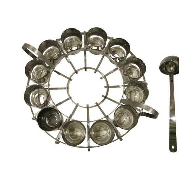 Mid Century Silver Fade Complete Punch Bowl Set Dorothy Thorpe Vintage Retro 15p - Picture 5 of 12
